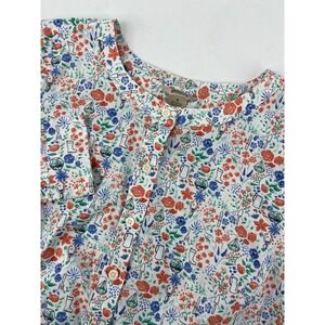 Duluth Trading Co Shirt Womens Small White Garden Floral Button Tunic Top Cotton
